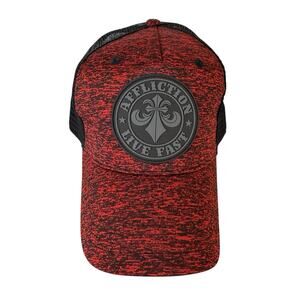 Affliction Trucker Snapback Red Black Mesh Cap Hat Mens One Size